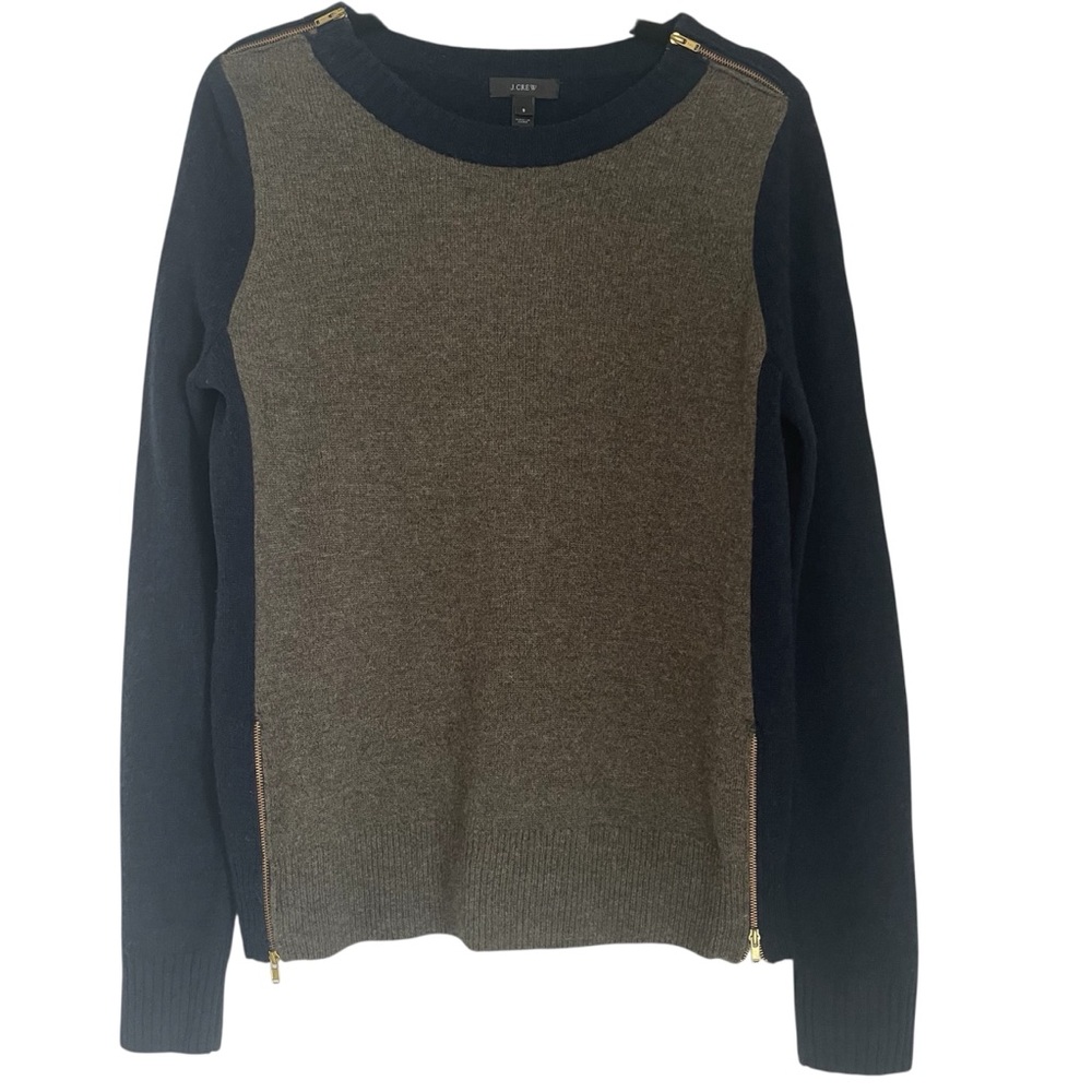 J Crew Women’s Zipper Wool Two-Toned Sweater Size Small